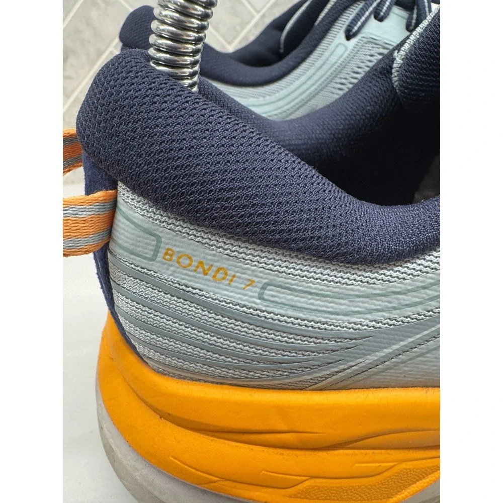 Hoka One One Bondi 7 Running Shoes Womens 8 Orange Blue Haze Athletic Sneakers